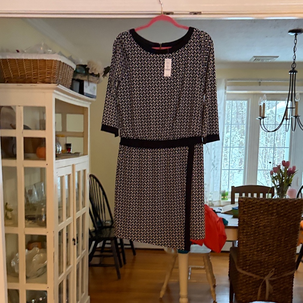 White House Black Market Geometric Black and White Dress